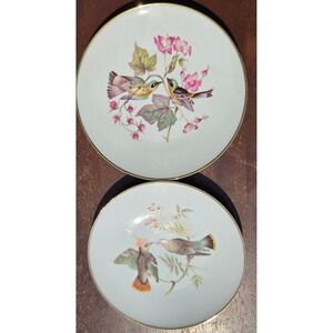 Vintage Bavaria Debra Germany Bird Porcelain Decorative Plates Gold Rim Set of 2